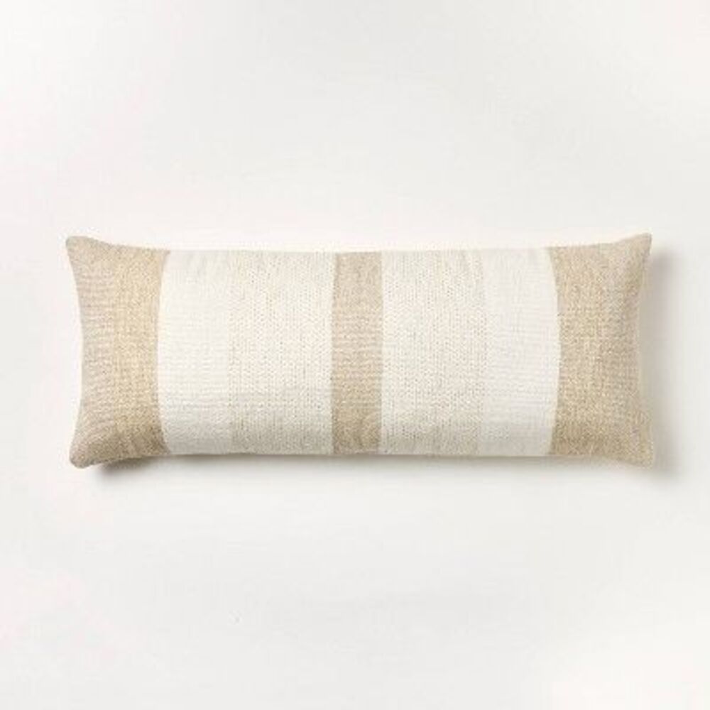 Oversized Woven Lumbar Throw Pillow Cream/Neutral  Cream/Neutral